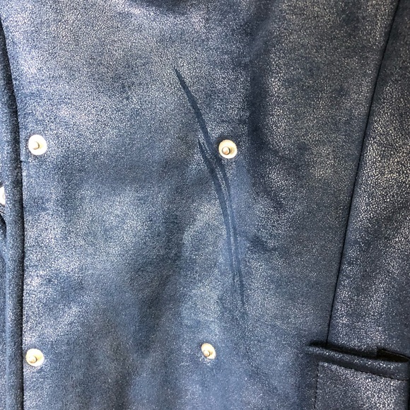 Vintage Blue Leather Mid Length Jacket Sz S - Picture 12 of 12